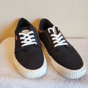 Levi's Black Canvas Low-Top Sneakers with White Laces
